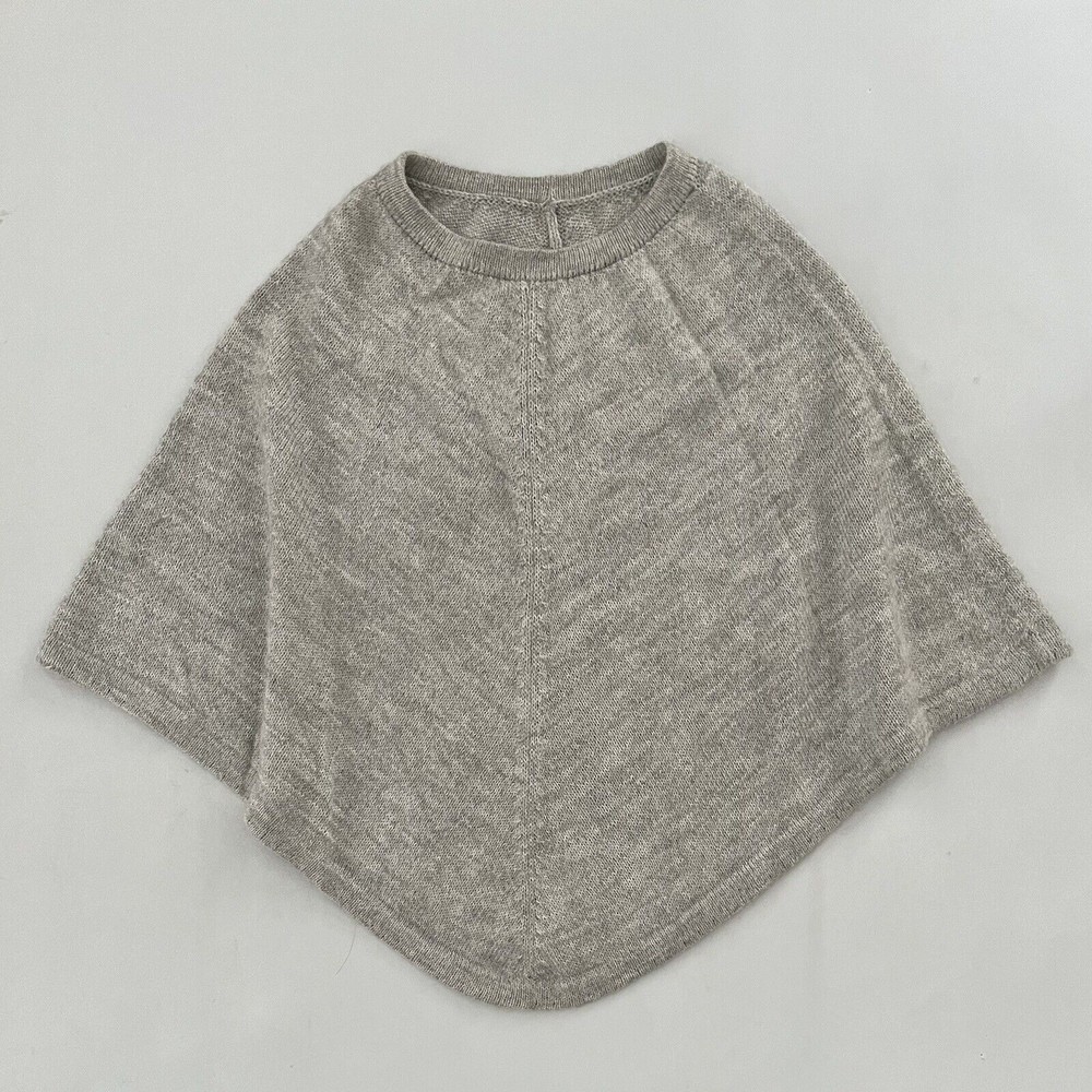 Alpaca Fina Women's Cape Heathered Beige Gray Made in Peru So Soft EUC
